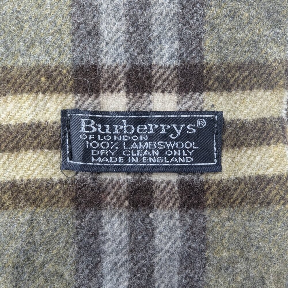 Vintage Burberrys Green Check 100% Lambswool Scarf Made in England - Picture 4 of 7